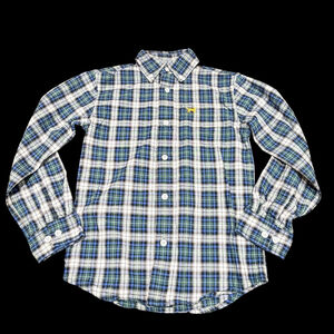 Jack Thomas Boys Long Sleeve Tartan Plaid Button Down Shirt Green Navy Size 6